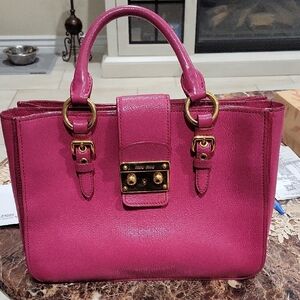 MiuMiu Fuchsia Satchel with Gold Accents
